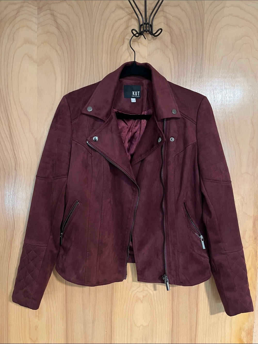 Kut from the Kloth Burgundy Moto-Style Suede Jacket